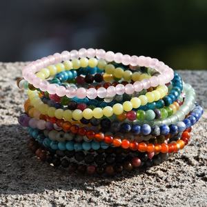 Pulsera clásica unisex de verano, cuentas de piedra de ágata Natural de 4mm con <span class=keywords><strong>cuarzo</strong></span> rosa elástico, diseño de moda para regalo - Product Image 4