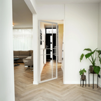 Porte intérieure en acier - Blanche - 6 panneaux - Verre fumé - Design de luxe
