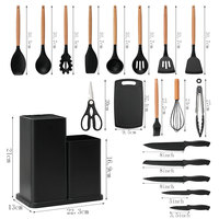 TOALLWIN Outils et accessoires de cuisine, ustensiles de cuisson en silicone, ensemble de couteaux, vente en gros d'ustensiles de cuisine en silicone, ensemble de couteaux