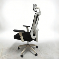 Chaise de bureau ergonomique à dossier haut en maille respirante, avec soutien lombaire, appuie-tête et accoudoirs réglables, inclinable
