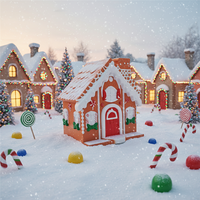 Décoration de Noël commerciale pour usine : Statue géante de maison de bonbons et de pain d'épices en fibre de verre, étanche, pour toile de fond et façade