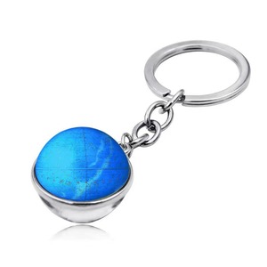 Wholesale Luminous Sun Nine Planets Moon galaxy galaxy Keychain Round Double-sided Crystal Earth Keychain