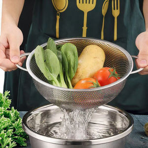 Kolları ile dayanıklı paslanmaz çelik kevgir seti mutfak erişte meyve sebze süzgeç süzgeç ve süzgeçler - Product Image 3