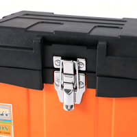 Boîte de rangement d'outils en métal portable, organiseurs empilables avec loquets pliables et plateau amovible