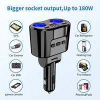 Adaptateur allume-cigare 150W avec ports USB-C 30W et QC3.0 18W multi-ports, interrupteur à bouton et voltmètre LED pour GPS, caméra embarquée et téléphone