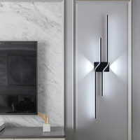 Lampes murales créatives minimalistes pour fond TV, corps en fer long, lampes de chevet LED à intensité variable, contrôle de la luminosité, garantie de 2 ans, acrylique noir