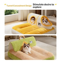 Plüsch-Katzenbett Sherpa-Fleece Haustier-Nestzelt Katzensofa Warmes Schlafhaus für Hauskatzen Kätzchen Kleine Hunde