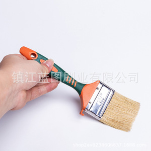 Pinceau plat à poils de porc 12-20 mm, manche en caoutchouc et plastique vert-orange, fabriqué à Zhenjiang pour le brossage et le nettoyage - Product Image 2