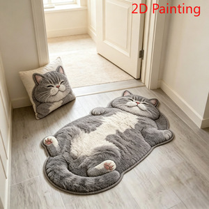 Tapis de sol <span class=keywords><strong>2D</strong></span> en forme de chat mignon, antidérapant et doux, idéal pour l'entrée et la décoration intérieure - Vente en gros - Product Image 1