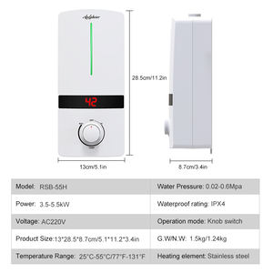5.5KW 220V <b>Small</b> Portable Electric Water <b>Heater</b> Robinet Mitigeur De La Cuisine En Bec Calentador De Agua Ducha ELCB Faucet - Product Image 3