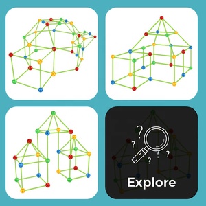 Kit de Construction de Fort pour Enfants : <span class=keywords><strong>Tente</strong></span> de Jeu Intérieure DIY 3D avec Bâtons et Balles - Product Image 2