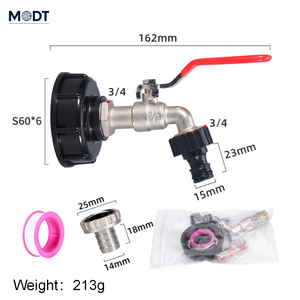 Pistolet à eau pour lavage de voiture IBC, connecteur de <span class=keywords><strong>robinet</strong></span> de réservoir d'eau, adaptateur de connecteur de tuyau d'eau 1/2 pouce 3/4 pouce, filetage grossier S60x6, <span class=keywords><strong>1000L</strong></span> - Product Image 6