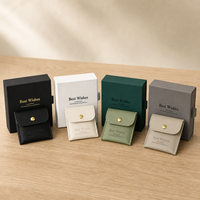 Coffret cadeau pour bijoux, boîte à tiroir coulissant en papier avec pochette à pression en cuir PU pour collier, bague, boucles d'oreilles, bracelet, logo personnalisé