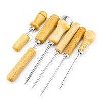 Couteau à glace pour barman avec manche en bois de caoutchouc, pointe conique pour briser et sculpter les blocs de glace, idéal pour les bars à cocktails, les hôtels et les restaurants