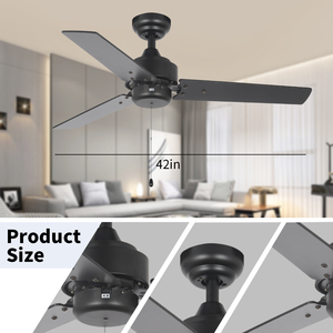 Hot bán hiện đại màu đen 42 inch 3 bằng gỗ Blades Điện Quạt trần trang trí im lặng khách sạn sử dụng mà không cần ánh sáng - Product Image 6