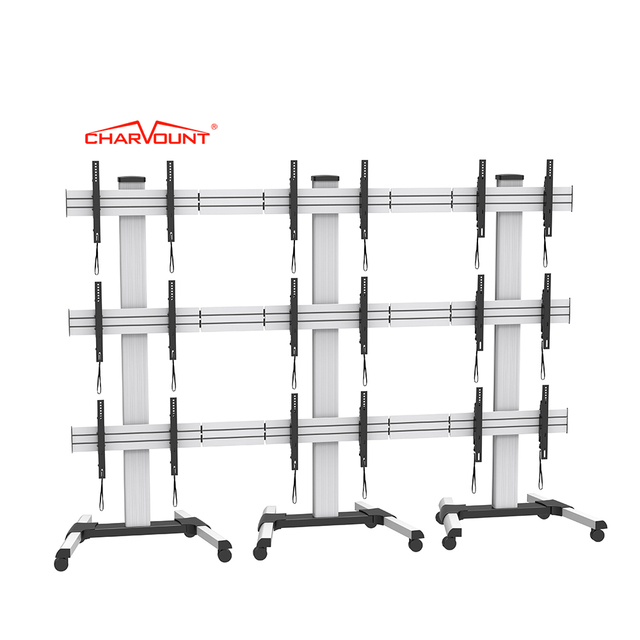 CHARMOUNT Modern Mobile Multi-screen Mobile 1 2 4 6 9 Screens LED Display TV Cart TV Floor Stand with Wheels