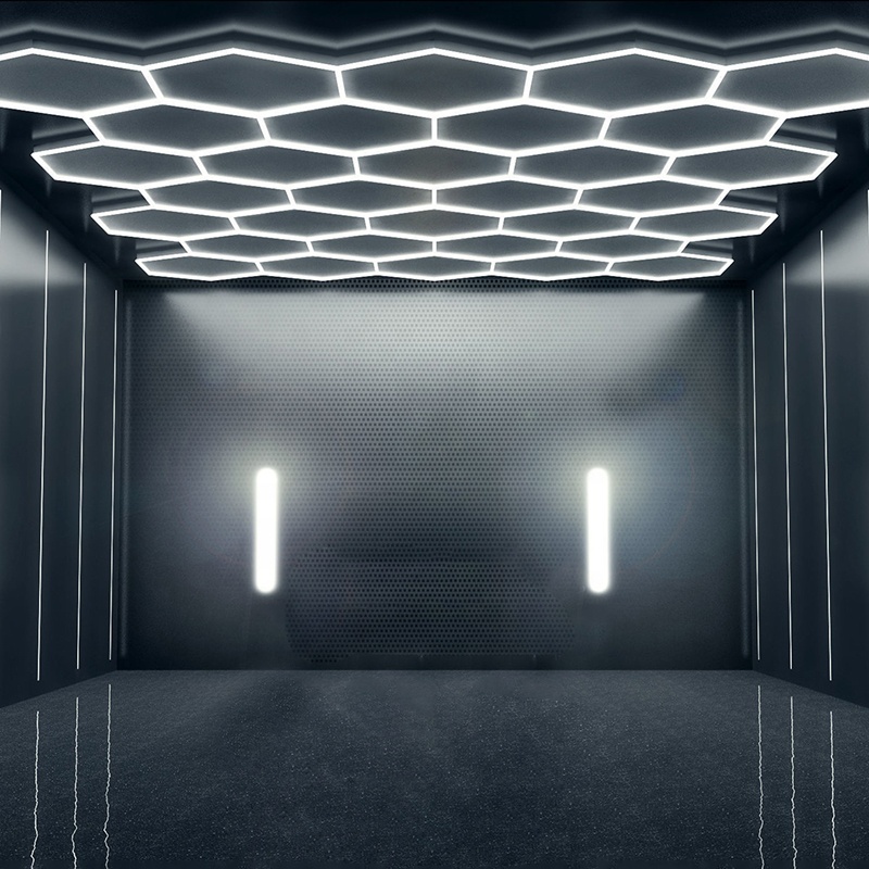 Warehouse Hexagonal Honeycomb Hex Hexagon Led Detailing Garages Car Wash Ceiling Hanging Lights Lighting Lamp Fixtures