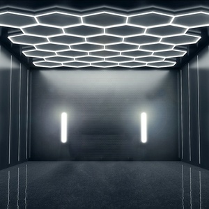 Luminaires suspendus <span class=keywords><strong>LED</strong></span> hexagonaux en nid d'abeille pour entrepôts, garages et laveries automobiles - Product Image 1