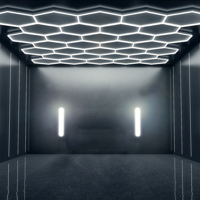 Warehouse Hexagonal Honeycomb Hex Hexagon Led Detailing Garages Car Wash Ceiling  Hanging Lights Lighting Lamp Fixtures