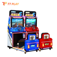 Máquina recreativa comercial de carreras de coches metálica para 2 jugadores, operada con monedas, con sensor de movimiento y simulador de video HD para niños en interiores.