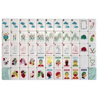 Tuiles de Mahjong Américaines en Résine Polie Premium avec Dos en Marbre Vert Clair Motif Biologie Médicale Ensemble de Jeu Personnalisé