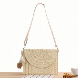 Summer Women Handmade National Portable Water Resistant USB <b>Small</b> Woven Paper Crossbody Single Shoulder Bag for Seaside Vacation - Product Image 2