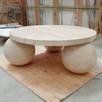 BLVE Modern Home Designs Tables basses en marbre vert Salon Table basse à base de boule en pierre naturelle