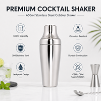 ODM OEM Marque Privée Shaker à Cocktails en Acier Inoxydable 650ml Anti-Fuite Mélangeur de Cocktails Logo et Couleur Personnalisés pour Bar Vente en Gros