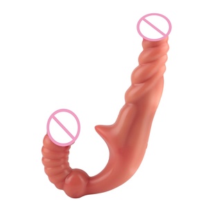 Double Vibrator Strap on <b>Dildo</b> Soft Silicone Adult Sex Toy G Spoint Stimulate Clitoris Massage Sex Toy for Gay &lesbian Couple - Product Image 3