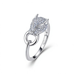 Bague Tête de Renard en Argent Sterling 925 et Moissanite KIVORA, Plaqué Rhodium, Sertissage Griffe d'Animal, Bijou Femme, Cadeau - Product Image 4