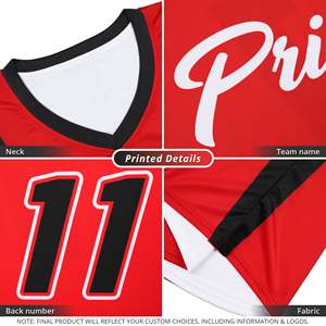 Camiseta de Baloncesto Clásica Personalizada Roja y Negra - Product Image 6