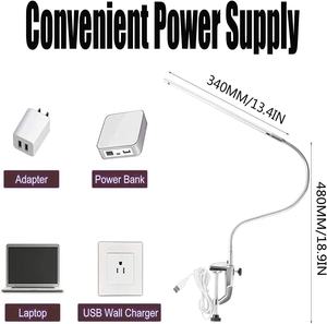 Lampe de bureau à Clip USB LED 8 W pour soins des yeux, col de cygne Flexible, pince pivotante 360 pour la lecture de manucure - Product Image 6