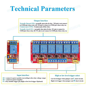 Module relais 2 canaux 5V 12V 24V avec carte rouge, isolation optocoupleur, sortie à déclenchement par niveau haut/bas - Product Image 3