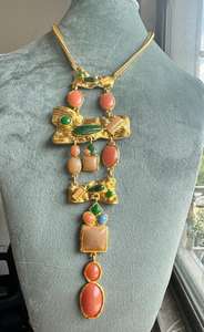 Kaimei 2025 joyería de moda al por mayor mujeres Vintage oro hermoso colgante collar largo turquesa piedra mujeres colgante collares - Product Image 3