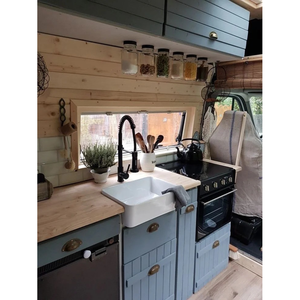 Aménagement intérieur personnalisé pour fourgon <span class=keywords><strong>Mercedes</strong></span> Sprinter, camping-car, camping tout-terrain, aménagement intérieur de camping-car, garnitures en cuir, unité de cuisine, armoires de rangement - Product Image 3