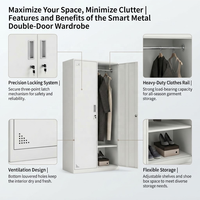 Armoire suspendue en acier à deux portes pour chambre à coucher, meuble de rangement métallique pour la maison, l'école et le dortoir