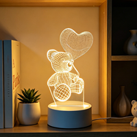 Lampe de table LED 3D Illusion personnalisée motif ours en peluche, mignonne, pour amoureux, cadeau d'anniversaire, de festival ou de vacances