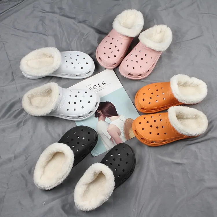 Platform eva garden furry clog shoes women's clogs with fur nurse clog women