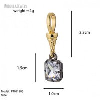 PM61966 Pendentifs et breloques personnalisés en zircone cubique bicolore, pierres précieuses facettées de haute qualité, fournitures de fabrication de bijoux DIY