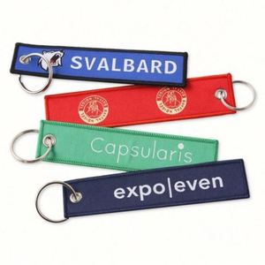 Llavero de tela personalizado con logo bordado a máquina de avión para promoción pre-vuelo y mosquetones - Product Image 4