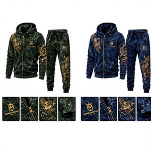 Survêtement à capuche pour homme Long Mission, imprimé camouflage, manches longues, fermeture éclair, vêtement décontracté, respirant, 100% coton, coupe classique pour l'hiver - Product Image 1