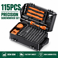 Kit de tournevis de précision 115 en 1, CRV magnétique, 98 embouts, ensemble d'outils de réparation électronique pour téléphone, ordinateur portable, ordinateur, montre, OEM Factory