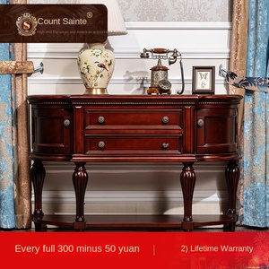 Table <span class=keywords><strong>console</strong></span> demi-ronde en bois massif rustique américaine - Armoire d'<span class=keywords><strong>entrée</strong></span> murale vintage européenne <span class=keywords><strong>avec</strong></span> <span class=keywords><strong>tiroir</strong></span> - Product Image 2
