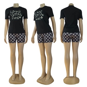 Ensemble décontracté d'été à manches courtes, haut à col élastique et short décontracté au-dessus du genou, couleur unie, stock transfrontalier - Product Image 5