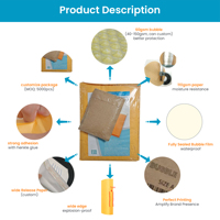 Bolsa de envío de papel Kraft biodegradable con logotipo personalizado, autosellado, resistente al desgarro, Boutique, sobre acolchado a granel, altavoces para teléfonos móviles