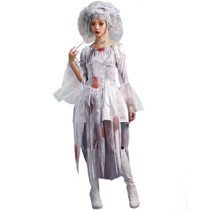 Horreur Vampire Zombie Cosplay uniforme pour femmes et hommes costume taché de sang et robe de voile fantôme <span class=keywords><strong>mariée</strong></span> adulte enfants Costume d'halloween - Product Image 4