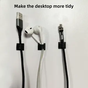 24ชิ้นสายซิลิโคนสีดำตะขอตารางสำหรับหูฟังและหูฟังสายจัดการสายเคเบิลแพ็ค - Product Image 2