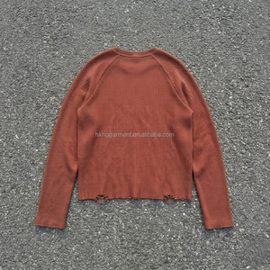 Tela térmica tipo waffle 100% algodón de alta calidad para hombre, camisa larga personalizada con lavado ácido, camisa larga desgastada para hombre. - Product Image 2