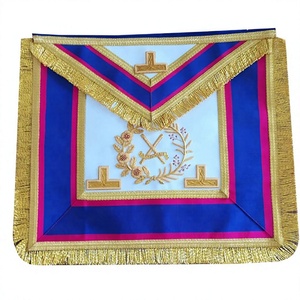 Tablier de cérémonie en toile intégrale avec ruban, pour porteur d'épée de grand rang |   Marque artisanale brodée de sequins magnétiques personnalisés - Product Image 1
