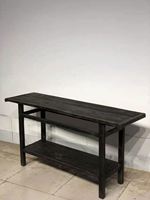 Table console rustique noire de style antique pour salon, hôtel et maison, table d'appoint en bois récupéré, base robuste et vieillie